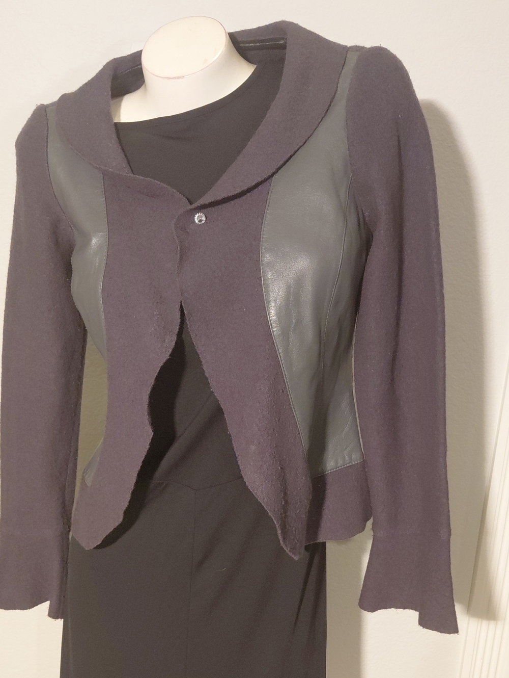 Classique Entier Leather-Panel Wool Blend Jacket
